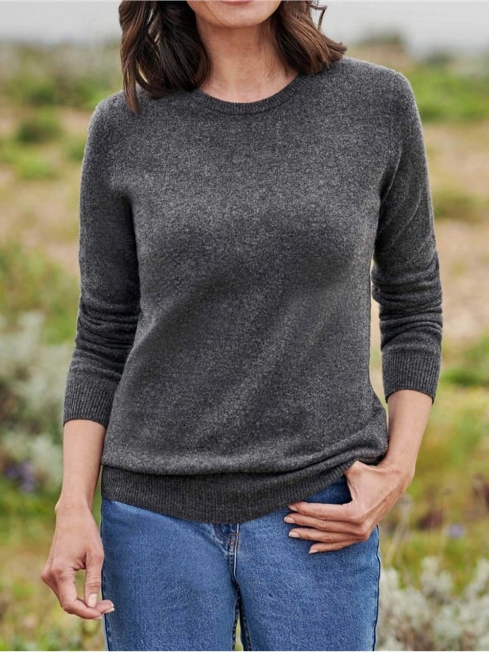 WoolOver Cashmere Merino Crew Neck Knitted Sweater Neutral Minimal Capsule M
